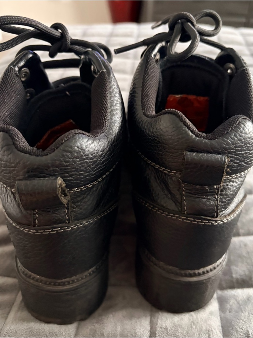 Harley Davidson Black Leather Motorcycle Riding Boots Size 8.5 Great Condition - Picture 4 of 13